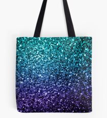 Beautiful Aqua blue Ombre glitter sparkles Tote Bag
