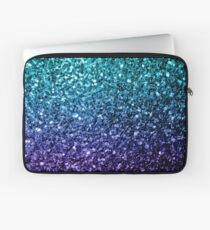 Beautiful Aqua blue Ombre glitter sparkles Laptop Sleeve