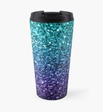 Beautiful Aqua blue Ombre glitter sparkles Travel Mug