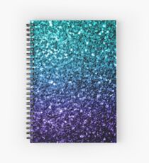 Beautiful Aqua blue Ombre glitter sparkles Spiral Notebook