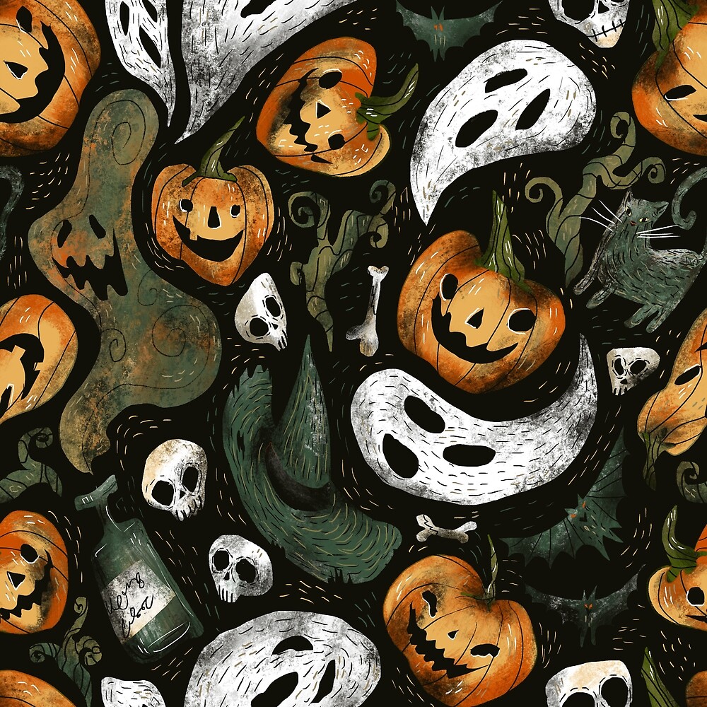 "Happy Halloween. Seamless pattern." by DariaNK Redbubble