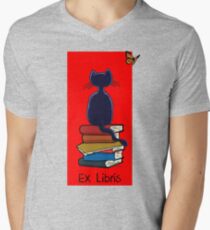 Ex Libris - Cat and Butterfly Men's V-Neck T-Shirt