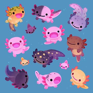 Artwork thumbnail, Happy axolotl - blue by pikaole