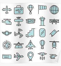 Aviations Icons Planes and Aircraft Poster