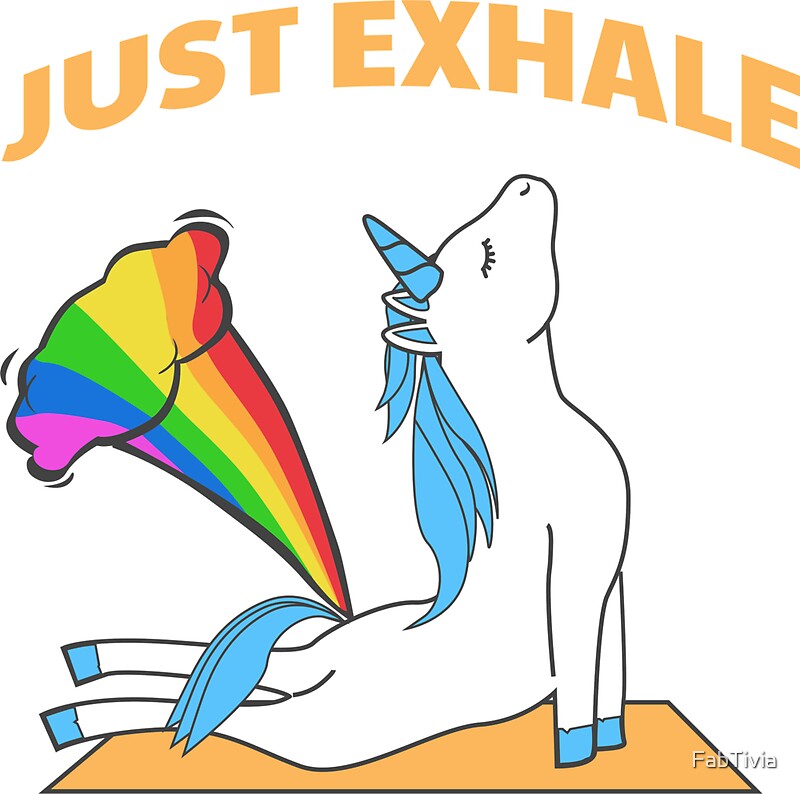 Funny Unicorn Yoga Farting Rainbow Just Exhale Stickers By Fabtivia