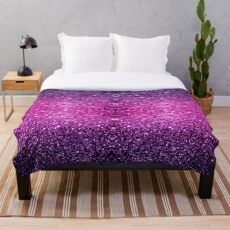 Beautiful Purple Pink Ombre glitter sparkles Throw Blanket