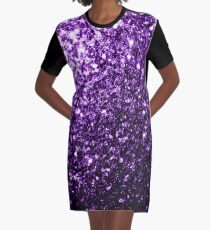 Beautiful Dark Purple glitter sparkles Graphic T-Shirt Dress