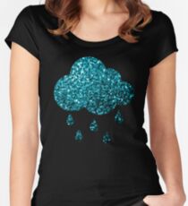 Beautiful Aqua blue glitter sparkles Women's Fitted Scoop T-Shirt