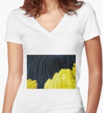 Night long exposure Women's Fitted V-Neck T-Shirt