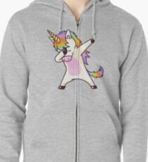 Dabbing Unicorn Shirt Hip Hop Dap Pose Zipped Hoodie
