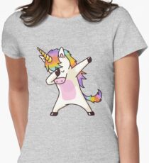 Dabbing Unicorn Shirt Hip Hop Dap Pose Women's Fitted T-Shirt