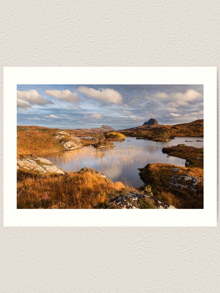 Alternate view of Canisp and Suilven. Autumn Light. Assynt. Scotland. Art Print