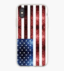 Vinilo o funda para iPhone USA bandera rojo azul destellos brilla