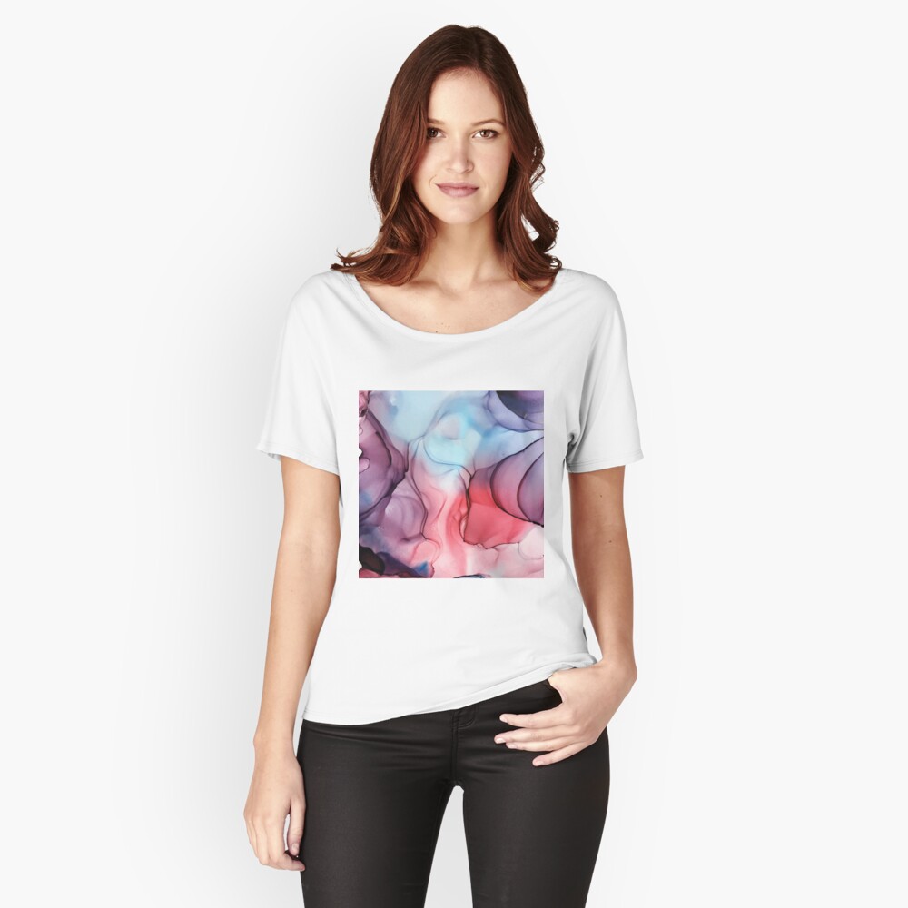 Flame Fired Alcohol Ink Painting Relaxed Fit T-Shirt