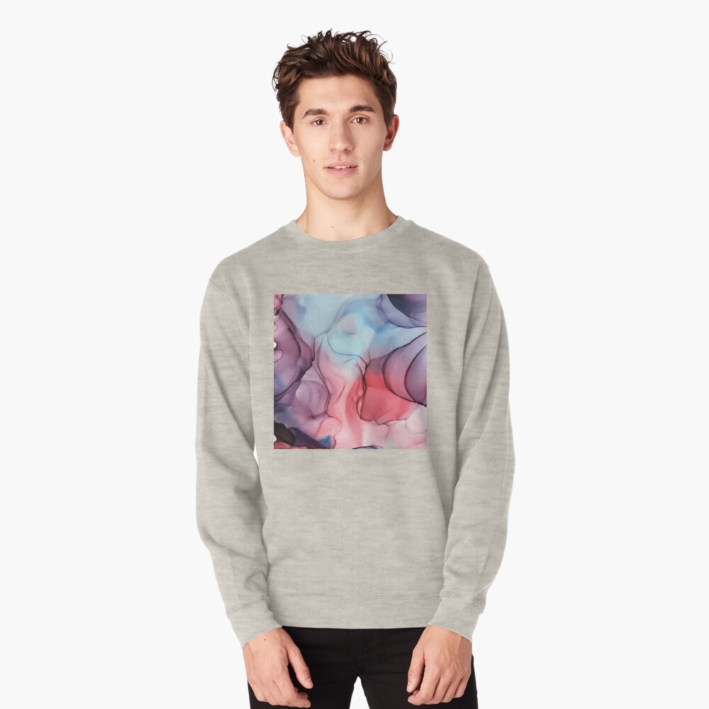 Flame Fired Alcohol Ink Painting Pullover Sweatshirt