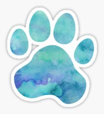 Pegatina Dark Teal Watercolor Paw Print