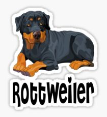 Brown & Black Rottweiler Puppy Dog Cartoon Illustration Sticker