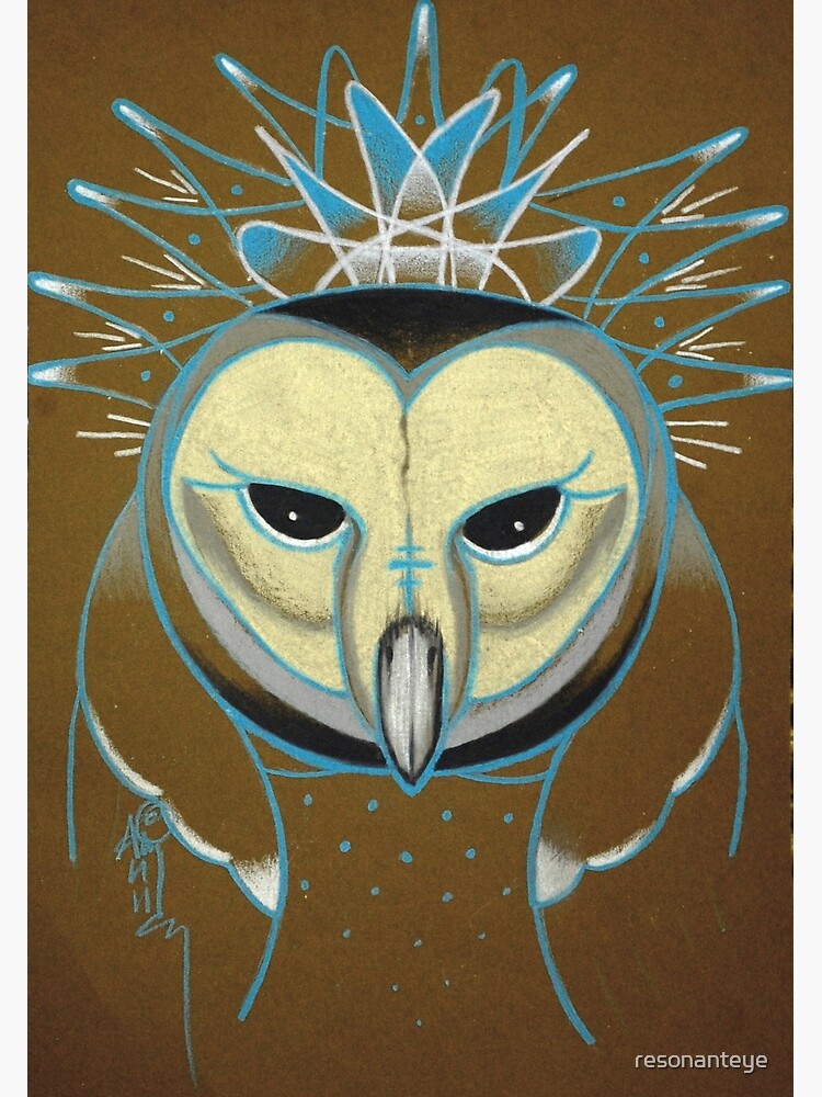Icy Barn Owl Totem Greeting Card By Resonanteye Redbubble