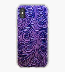 Amethyst Embossed Tooled Leather Floral Scrollwork Design iPhone Case