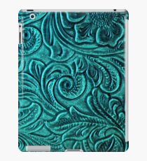 Türkise geprägte Tooled Leder Floral Scrollwork Design iPad-Hülle & Klebefolie