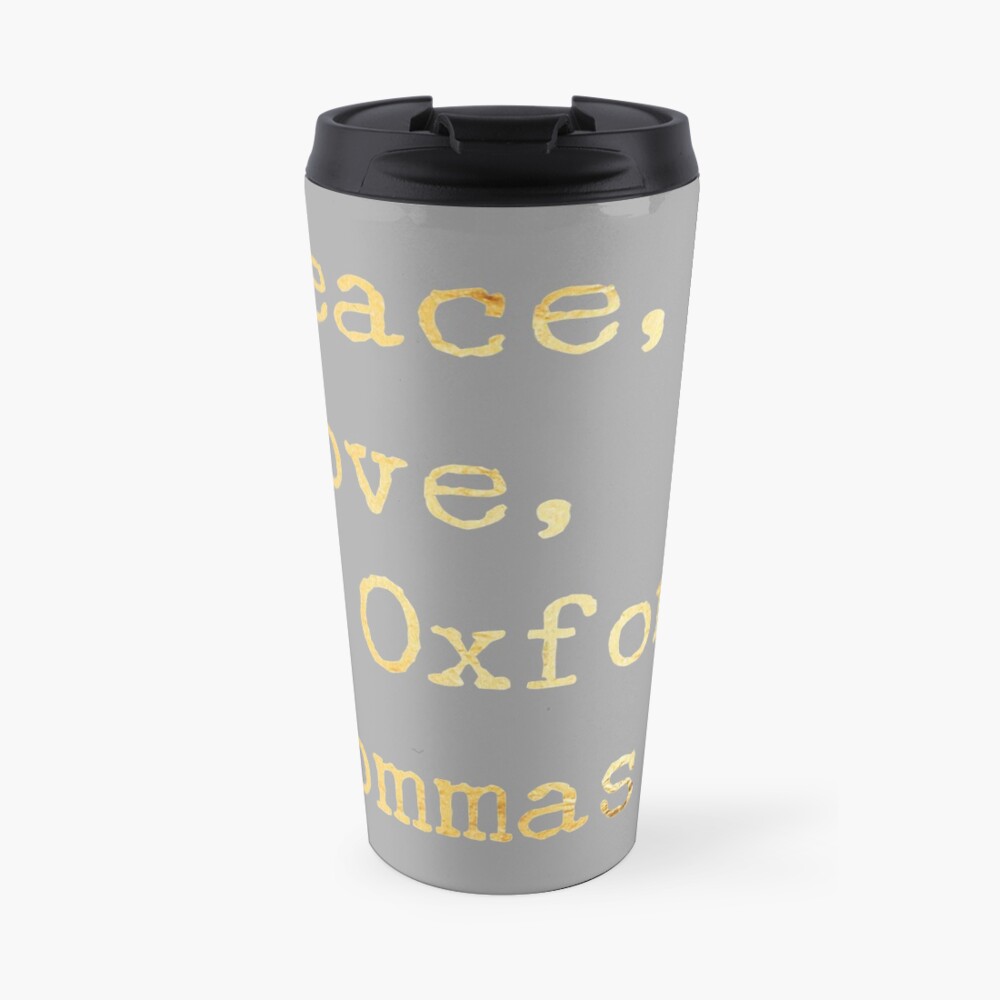Peace, Love, and Oxford Commas Travel Mug
