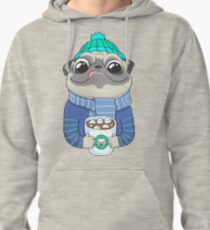 Pug with coffee Pullover Hoodie