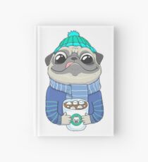 Pug with coffee Hardcover Journal