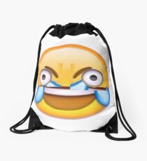 Open Eye Crying Laughing Emoji Drawstring Bag
