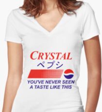 Crystal Pepsi Logo Japanese Women's Fitted V-Neck T-Shirt