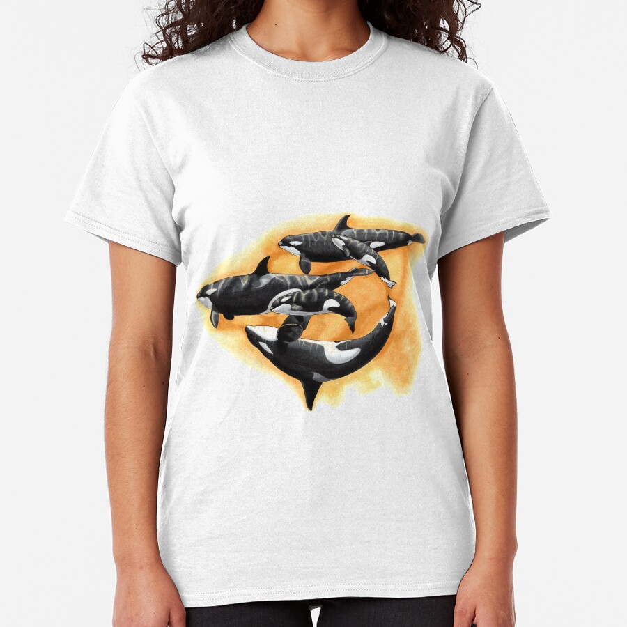 Kasatka and her offspring - Draw Every Captive Orca Project nr. 3 Classic T-Shirt