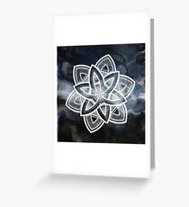Authentic white mandala on sky Greeting Card