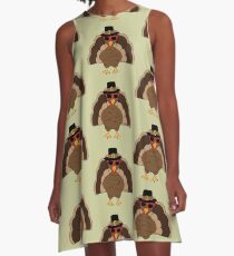 Cool Turkey with sunglasses Happy Thanksgiving A-Line Dress