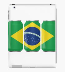 Patriotic Beer Cans Brazil w/ Brazilian Flag Tee Shirt iPad Case/Skin