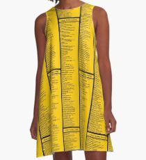 Library Sign - Dewey Decimal System by Tens - Caution Yellow A-Line Dress