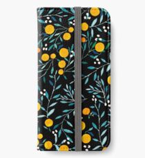 Orangen auf Schwarz iPhone Flip-Case/Hülle/Klebefolie