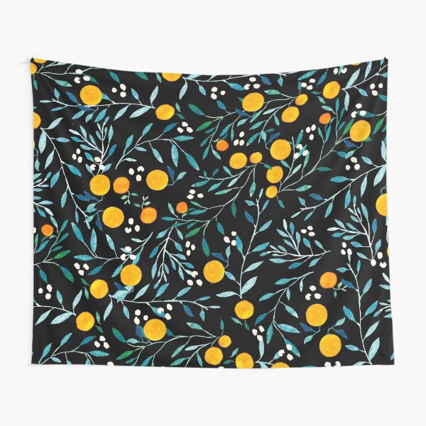 Oranges on Black Tapestry