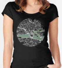 Stockholm city map engraving Women's Fitted Scoop T-Shirt