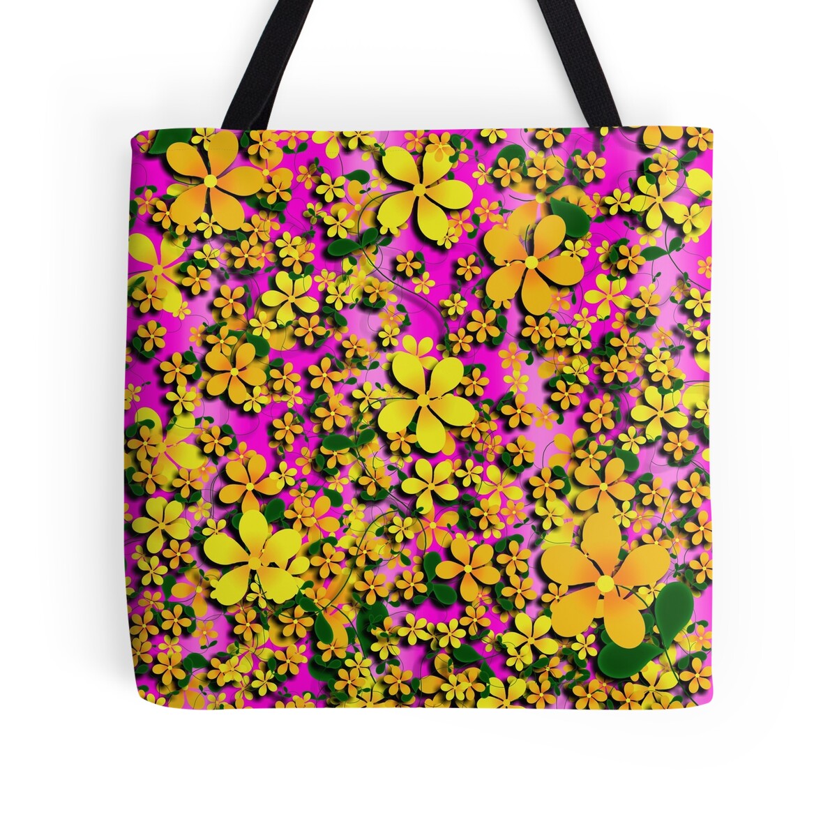 "Orange & Yellow Flowers on Pink" Tote Bags by Gravityx9 Redbubble