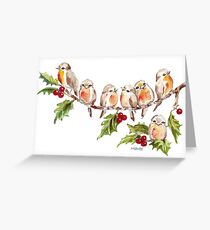 Seven Little Birds Greeting Card