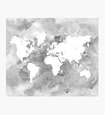 Design 49 World Map grayscale Photographic Print
