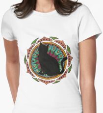 Camiseta entallada para mujer Black Cat Mandala