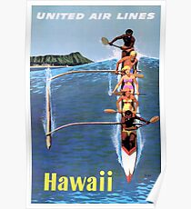 1953 United Airlines Hawaii Travel Poster Poster