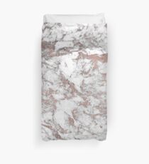 Elegant luxury faux rose gold white stylish marble Duvet Cover
