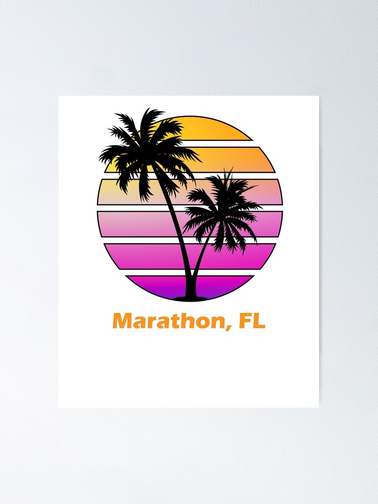 Vintage Marathon Florida Palm Tree Design Poster By Brobocopprime