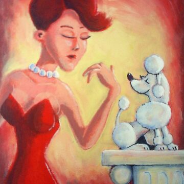 Artwork thumbnail, High Class Poodle, Classy, Rich, White Lady, with Her Pet Poodle by etourist