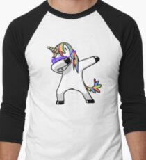 Dabbing Unicorn Shirt Dab Hip Hop Funny Magic Men's Baseball ¾ T-Shirt