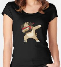 Dabbing Pug funny hip hop tshirt Women's Fitted Scoop T-Shirt