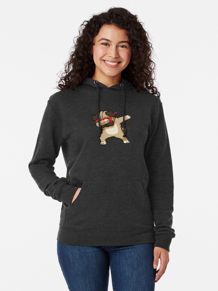 Alternate view of Dabbing Pug funny hip hop tshirt Lightweight Hoodie