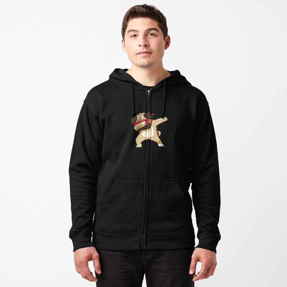 Dabbing Pug funny hip hop tshirt Zipped Hoodie