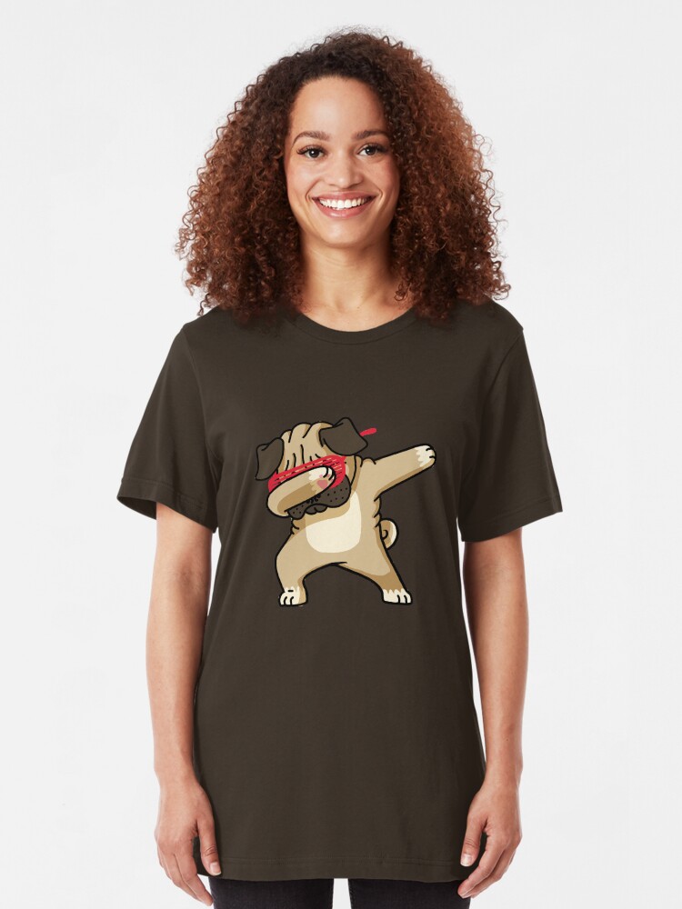Alternate view of Dabbing Pug funny hip hop tshirt Slim Fit T-Shirt